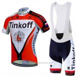 2016 Maillot Cyclisme Tinkoff Rouge et Blanc Manches Courtes et Cuissard