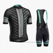 2016 Maillot Cyclisme Trek Bontrager Noir et Gris Manches Courtes et Cuissard