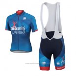 2017 Maillot Cyclisme Dolomiti Superbike Bleu Manches Courtes et Cuissard