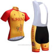 2017 Maillot Cyclisme Espagne Rouge et Jaune Manches Courtes et Cuissard