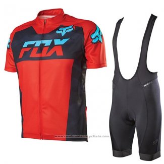 2017 Maillot Cyclisme Fox Livewire Rouge Manches Courtes et Cuissard