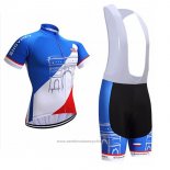 2017 Maillot Cyclisme France Snovaky Bleu et Blanc Manches Courtes et Cuissard