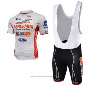 2017 Maillot Cyclisme Sangemini Blanc et Orange Manches Courtes et Cuissard