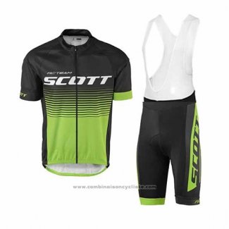 2017 Maillot Cyclisme Scott Vert et Noir Manches Courtes et Cuissard