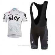 2017 Maillot Cyclisme Sky Blanc Manches Courtes et Cuissard