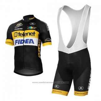 2017 Maillot Cyclisme Telenet Fidea Lions Noir Manches Courtes et Cuissard