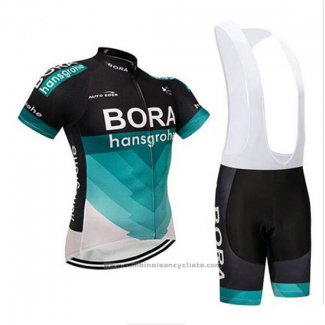 2018 Maillot Cyclisme Bora Noir et Teal Manches Courtes et Cuissard