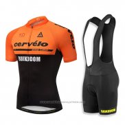 2018 Maillot Cyclisme Cervelo Orange et Noir Manches Courtes et Cuissard