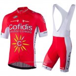 2018 Maillot Cyclisme Confidis Rouge Manches Courtes et Cuissard