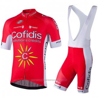 2018 Maillot Cyclisme Confidis Rouge Manches Courtes et Cuissard