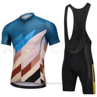 2018 Maillot Cyclisme Mavic Bleu et Marron Manches Courtes et Cuissard