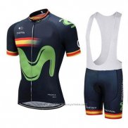 2018 Maillot Cyclisme Movistar Champion Espagne Manches Courtes et Cuissard