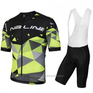 2018 Maillot Cyclisme Nalini Ahs Discesa Noir et Vert Manches Courtes et Cuissard