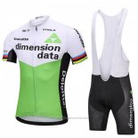 2018 Maillot Cyclisme UCI Monde Champion Dimension Data Vert Manches Courtes et Cuissard