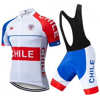 2019 Maillot Cyclisme Chili Blanc Rouge Manches Courtes et Cuissard