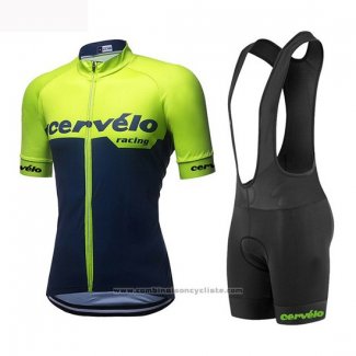 2019 Maillot Cyclisme Femme Cervelo Vert Noir Manches Courtes et Cuissard