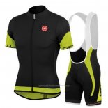 2020 Maillot Cyclisme Castelli Noir Vert Rouge Manches Courtes et Cuissard