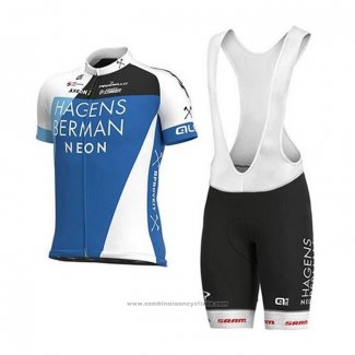 2020 Maillot Cyclisme Hagens Berman Axeon Bleu Blanc Manches Courtes et Cuissard