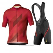 2020 Maillot Cyclisme Mavic Noir Rouge Manches Courtes et Cuissard