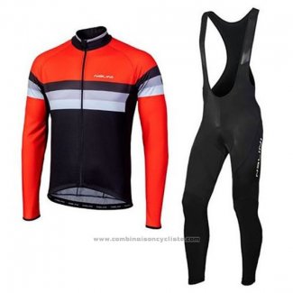 2020 Maillot Cyclisme Nalini Noir Orange Manches Longues et Cuissard