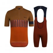 2021 Maillot Cyclisme Rapha Marron Orange Manches Courtes et Cuissard