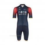 2022 Maillot Cyclisme Ineos Grenadiers Profond Bleu Rouge Manches Courtes et Cuissard