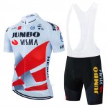 2022 Maillot Cyclisme Jumbo Visma Rouge Blanc Manches Courtes et Cuissard