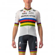 2022 Maillot Cyclisme Uci Deceuninck Quick Step Blanc Manches Courtes et Cuissard