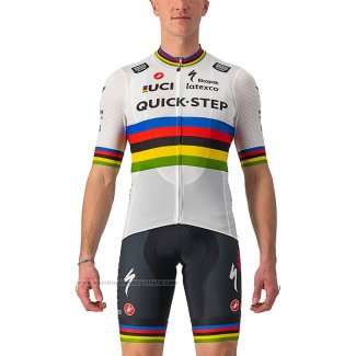 2022 Maillot Cyclisme Uci Deceuninck Quick Step Blanc Manches Courtes et Cuissard