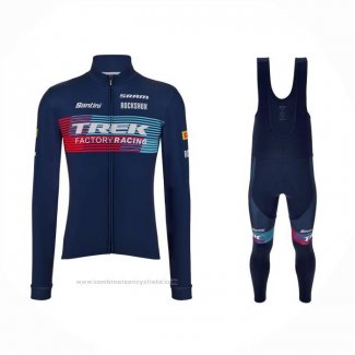 2023 Maillot Cyclisme Trek Factory Bleu Manches Longues et Cuissard