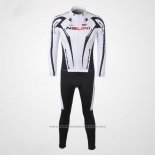 2010 Maillot Cyclisme Nalini Noir et Blanc Manches Longues et Cuissard