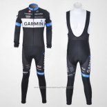 2011 Maillot Cyclisme Garmin Cervelo Blanc et Noir Manches Longues et Cuissard