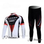 2011 Maillot Cyclisme Giant Noir et Blanc Manches Longues et Cuissard