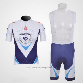 2011 Maillot Cyclisme Pearl Izumi Blanc et Bleu Manches Courtes et Cuissard