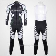 2012 Maillot Cyclisme Cannondale Noir et Blanc Manches Longues et Cuissard