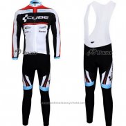 2012 Maillot Cyclisme Cube Noir et Blanc Manches Longues et Cuissard