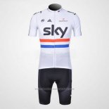 2012 Maillot Cyclisme Sky Champion Regno Unito Noir et Blanc Manches Courtes et Cuissard