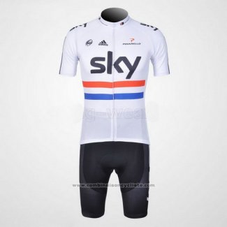 2012 Maillot Cyclisme Sky Champion Regno Unito Noir et Blanc Manches Courtes et Cuissard