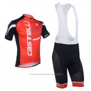 2013 Maillot Cyclisme Castelli Noir et Rouge Manches Courtes et Cuissard