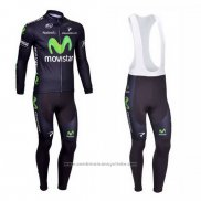 2013 Maillot Cyclisme Movistar Noir Manches Longues et Cuissard