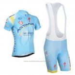 2014 Maillot Cyclisme Astana Bleu Clair Manches Courtes et Cuissard