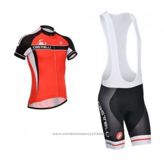 2014 Maillot Cyclisme Castelli Rouge et Noir Manches Courtes et Cuissard