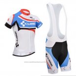 2014 Maillot Cyclisme Cube Blanc et Bleu Manches Courtes et Cuissard