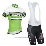 2014 Maillot Cyclisme Scott Blanc et Vert Manches Courtes et Cuissard