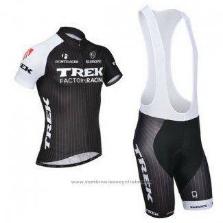 2014 Maillot Cyclisme Trek Factory Racing Noir et Blanc Manches Courtes et Cuissard