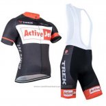 2014 Maillot Cyclisme Trek Noir et Orange Manches Courtes et Cuissard