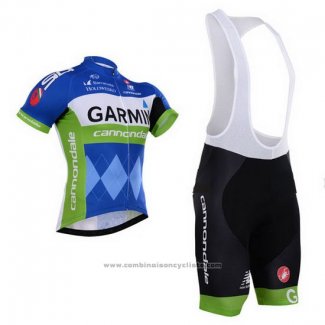 2015 Maillot Cyclisme Garmin Bleu et Blanc Manches Courtes et Cuissard