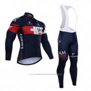 2015 Maillot Cyclisme IAM Bleu Manches Longues et Cuissard