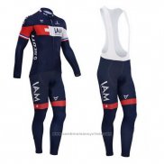 2015 Maillot Cyclisme IAM Bleu et Rouge Manches Longues et Cuissard