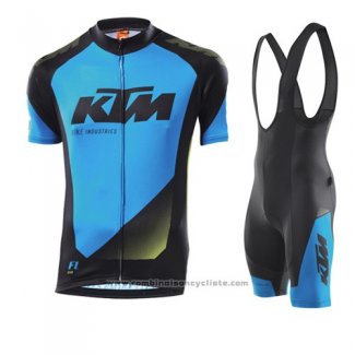 2015 Maillot Cyclisme Ktm Bleu et Noir Manches Courtes et Cuissard